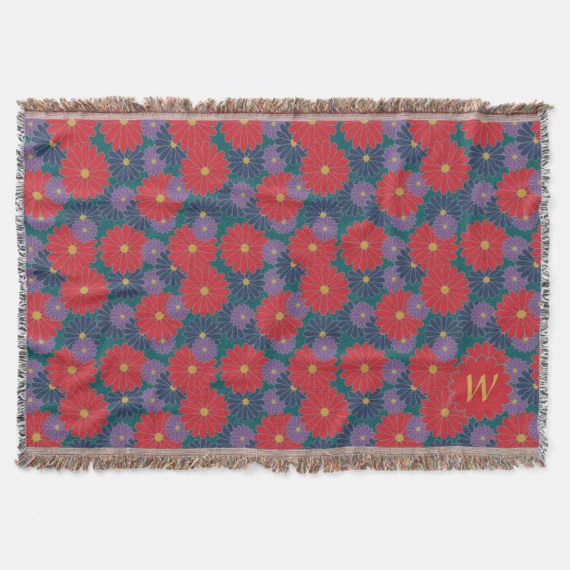 Splashy Fall Floral Throw Blanket (Front)