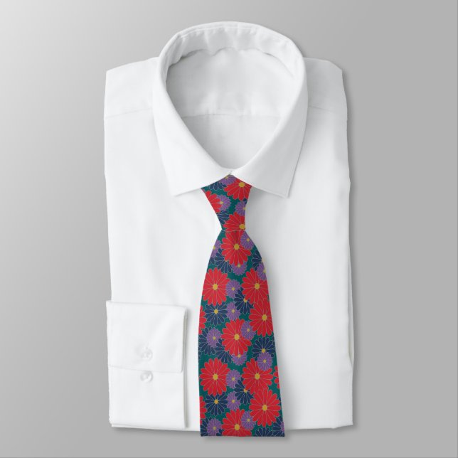 Splashy Fall Floral Tie (Tied)