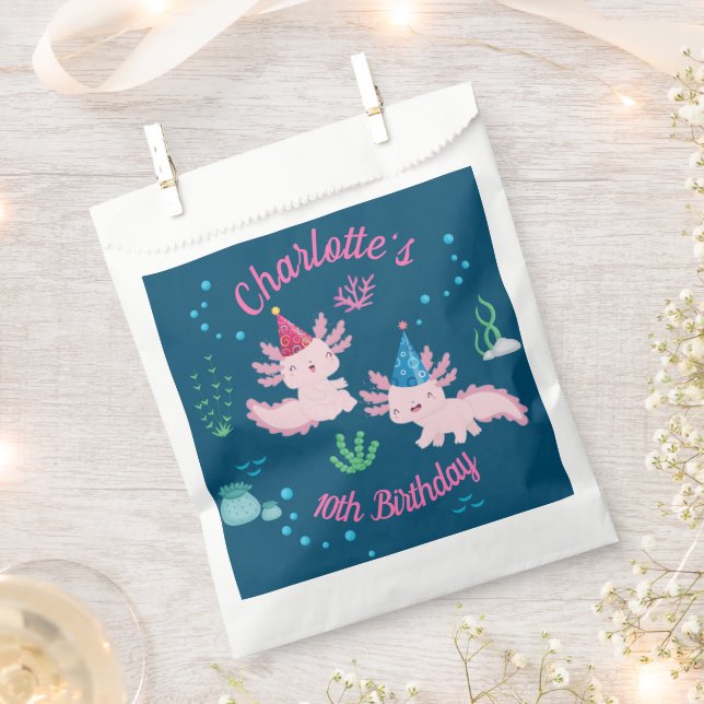 Splashy Fun at the Axolotl Birthday Favour Bag (Clipped)