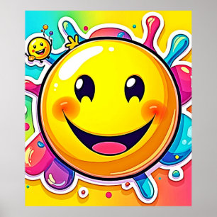 Splashy Happy Emoji Fun Poster