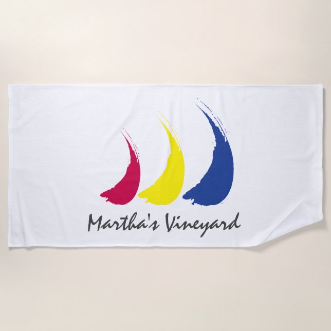 Splashy Sails_Paint-The-Wind_Martha's Vineyard Beach Towel (Front)