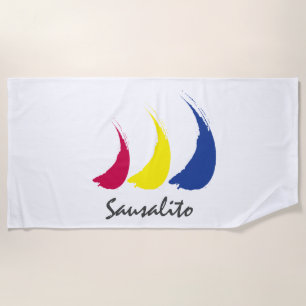 Splashy Sails_Paint-The-Wind_Sausalito Beach Towel