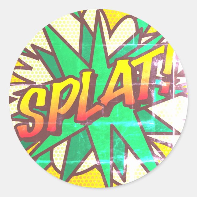 SPLAT Fun Retro Comic Book Pop Art Classic Round Sticker (Front)
