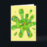 SPLAT Green Slime Dripping with Birthday Greetings Card<br><div class="desc">SPLAT! The birthday guy or gal has been slimed with birthday greetings,  balloons,  cake,  gifts and lots of green goo!  Really fun card for the young at heart family or friend in your life whose having a birthday.  Explosion yellow background makes a great canvas for the slime.</div>