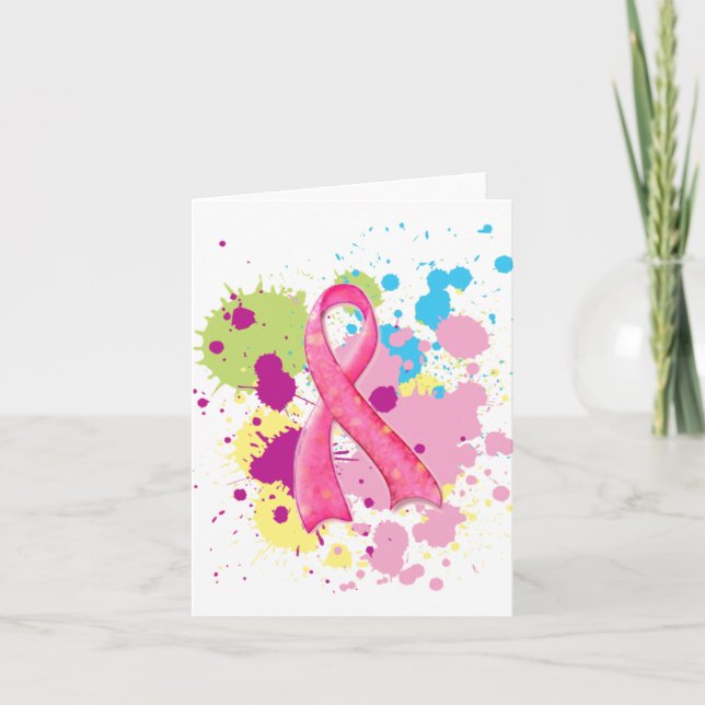 Splat Pink Ribbon Card (Front)