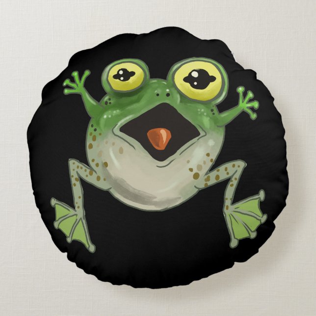 Splat! Silly Frog Round Cushion (Back)