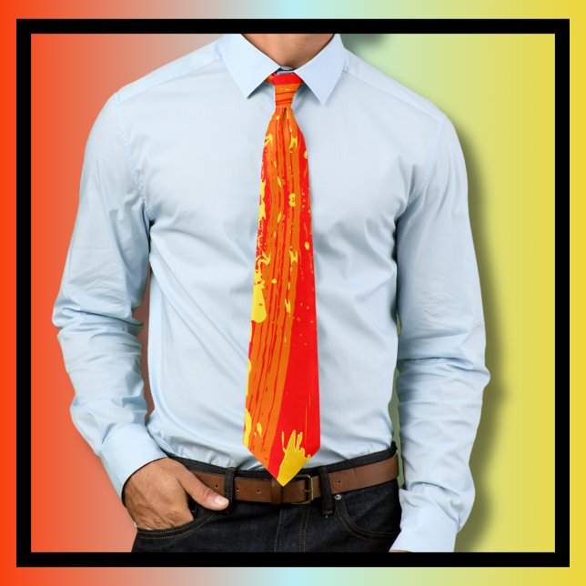 Splatter Art Citrus Orange Yellow Abstract Art  Tie (Creator Uploaded)