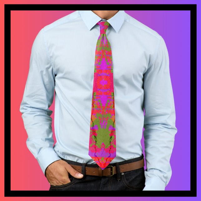 Splatter Art Red Purple Green Gold Abstract Art  Tie (Creator Uploaded)