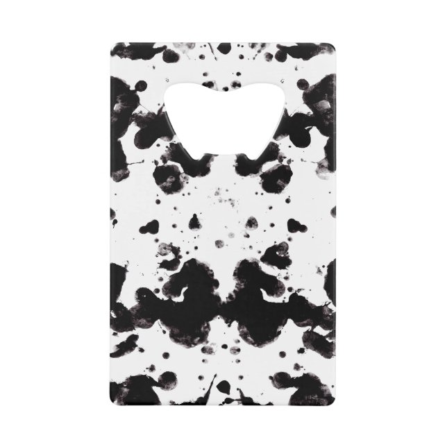 Splatter Black and White Credit Card Bottle Opener (Front)
