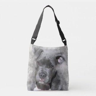 Splatter Effect Watercolor Painting Pit Bull Dog Crossbody Bag