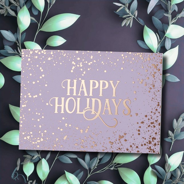 Splatter Frame Simple Minimalistic Happy Holidays Foil Holiday Card (Creator Uploaded)