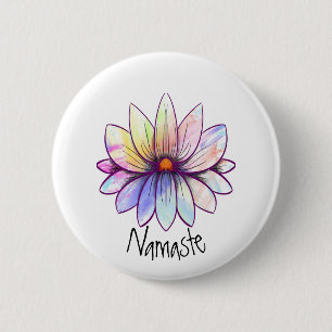 Splatter Lotus Flower Namaste Button