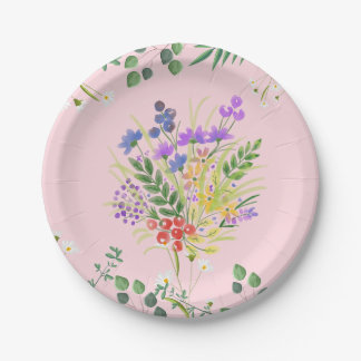 Splatter of Flowers Paper Plate