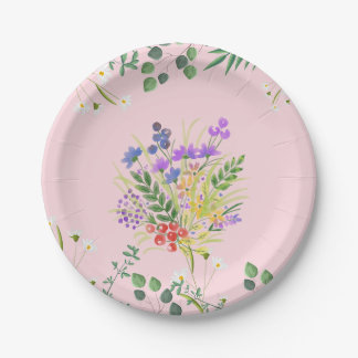 Splatter  of Flowers Paper Plate