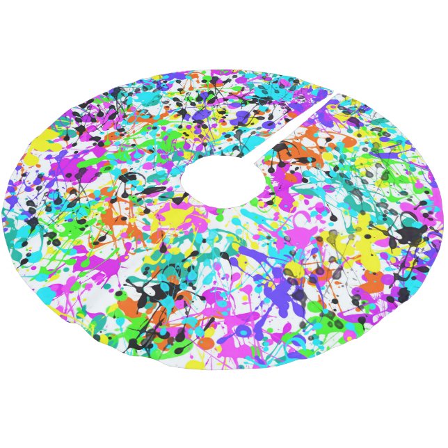 Splatter Paint Artsy Christmas Brushed Polyester Tree Skirt (Angled)
