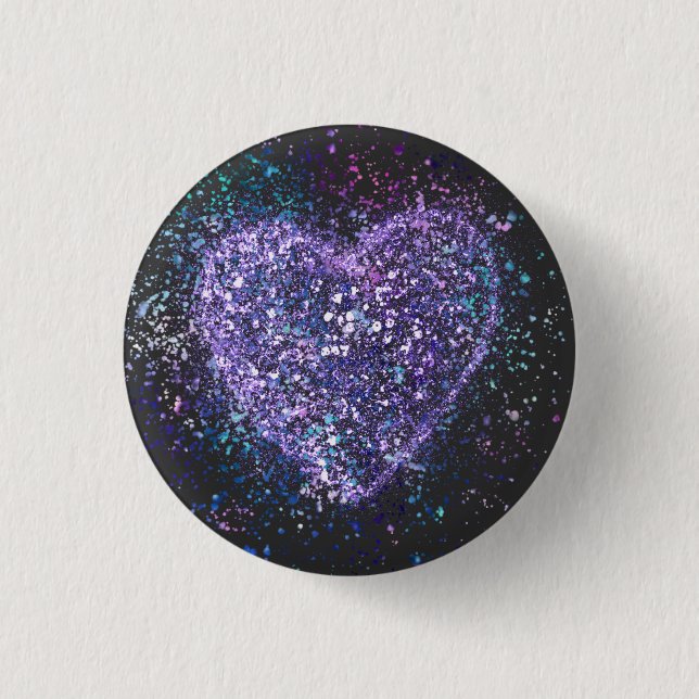 Splatter Paint Purple Heart  3 Cm Round Badge (Front)
