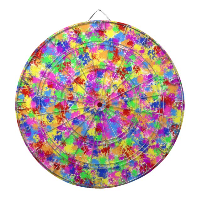 Splatter Paint Rainbow Bright Colourful Background Dartboard (Front)