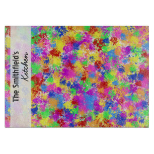 Splatter Paint Rainbow of Bright Colour Background Cutting Board