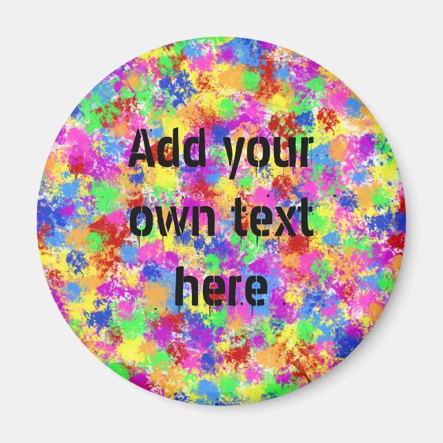 Splatter Paint Rainbow of Bright Colour Background Magnet (Front)