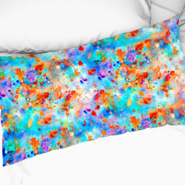 Splatter Paint Rainbow of Bright Colour Background Pillowcase (Creator Uploaded)