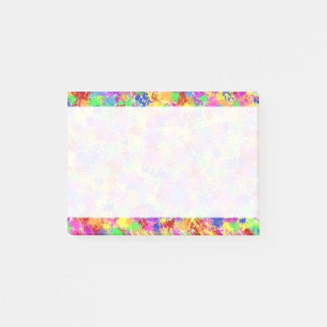 Splatter Paint Rainbow of Bright Colour Background Post-it Notes (Front)