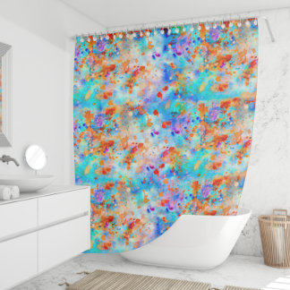 Splatter Paint Rainbow of Bright Colour Background Shower Curtain