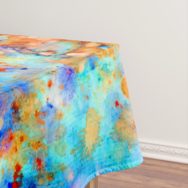 Splatter Paint Rainbow of Bright Colour Background Tablecloth (In Situ)