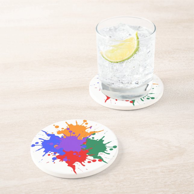 Splatter Paint Sandstone Coaster (Side)