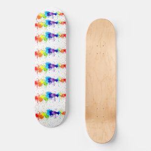 Splatter paint skate deck colourful