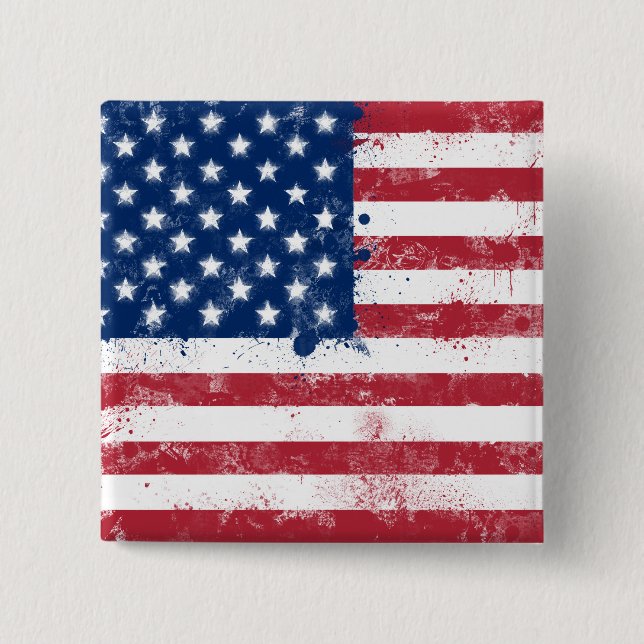 Splatter Painted American Flag 15 Cm Square Badge (Front)