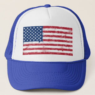 Splatter Painted American Flag Trucker Hat