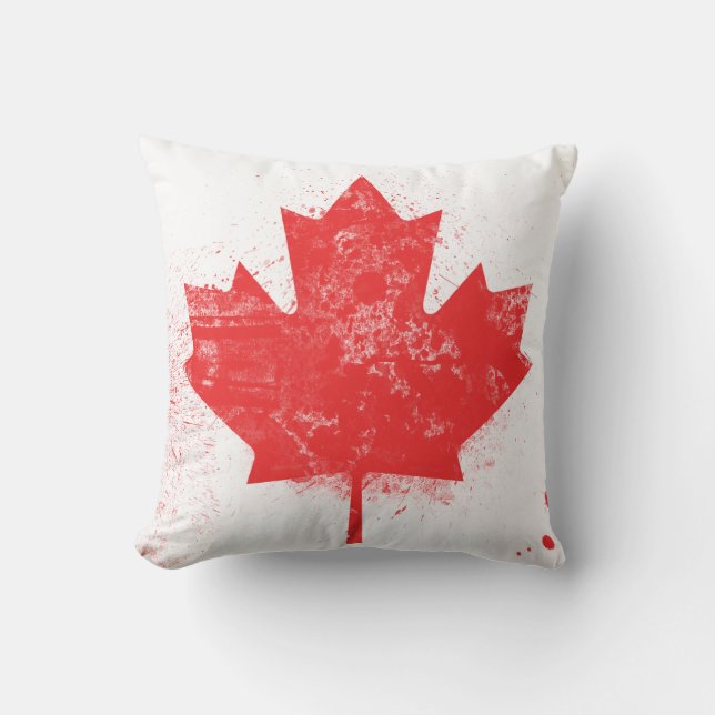 Splatter Painted Flag of Canada Cushion (Front)