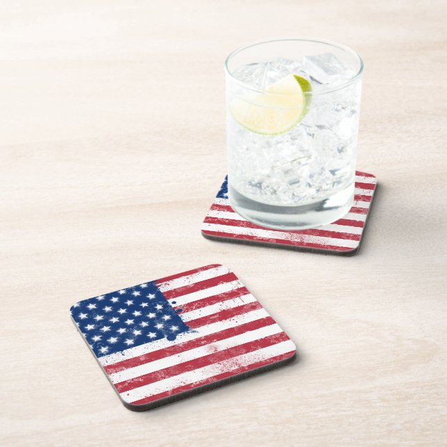 Splatter Painted Flag of the USA Coaster (Right Side)