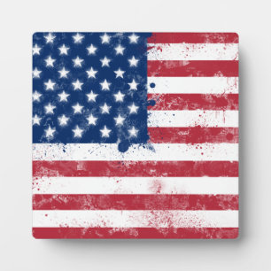 Splatter Painted Flag of the USA Plaque