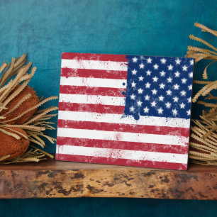 Splatter Painted Flag of the USA Plaque