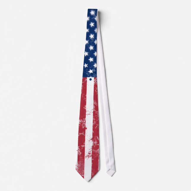 Splatter Painted Flag of the USA Tie (Front)