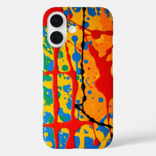 splatter patterns in bold primary colours iPhone 16 case