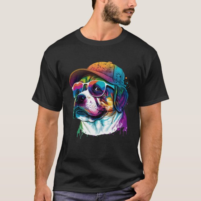 Splatter Pup Abstract Dog Dog  Canine 28 T-Shirt (Front)