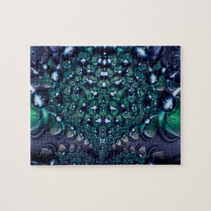 Splatter Purple and Green Fractal Art Jigsaw Puzzle