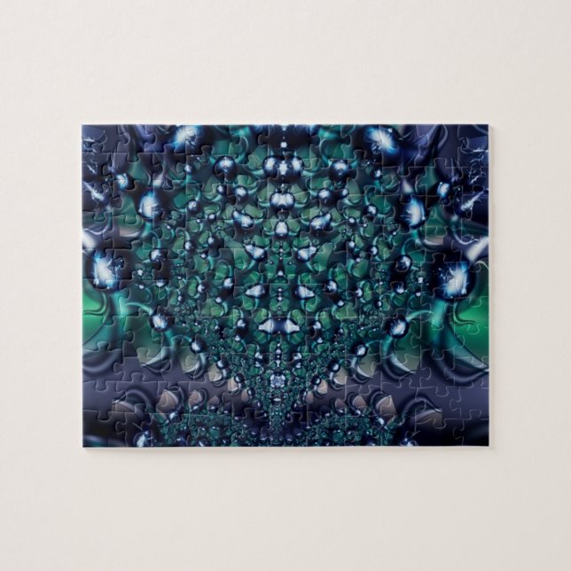 Splatter | Purple and Green Fractal Art Jigsaw Puzzle (Horizontal)