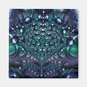 Splatter   Purple and Green Fractal Art Magnet