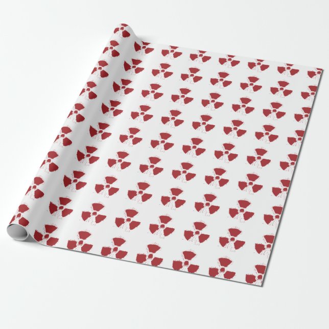 Splatter Radioactive Warning Symbol Wrapping Paper (Unrolled)