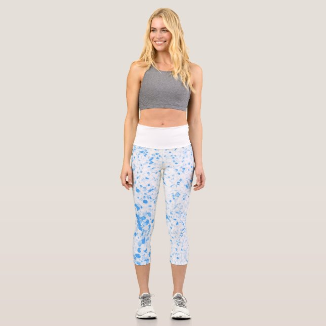 Splatter Texture - Blue Capri Leggings (Front)