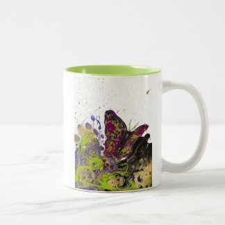 Splattered Butterfly Mug 11oz (White/Lime)