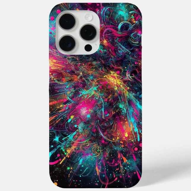Splattered Chaos: neon paint splatters Case-Mate iPhone Case (Back)