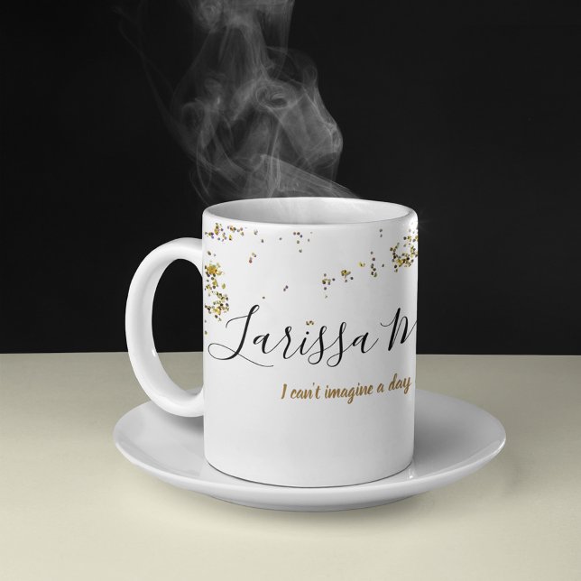 splattered glitter + handwritten name elegant coffee mug (Creator Uploaded)