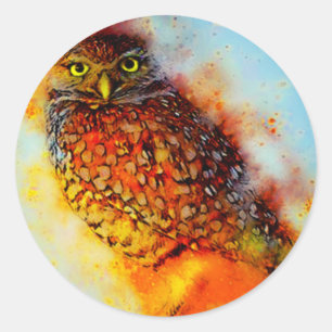 Splattered owl classic round sticker