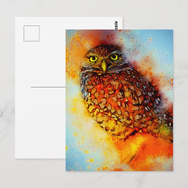 Splattered owl postcard (Front/Back)