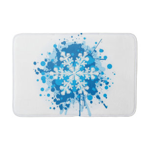Splattered Paint Christmas Snowflake Design Bath Mat