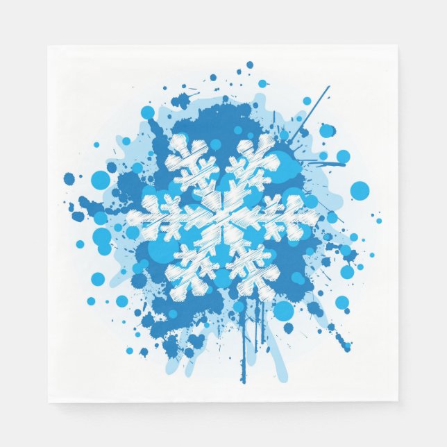 Splattered Paint Christmas Snowflake Design Napkin (Front)